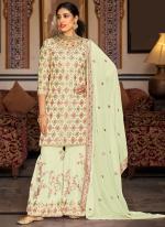 Faux Georgette Cream Eid Wear Embroidery Work Sharara Suit
